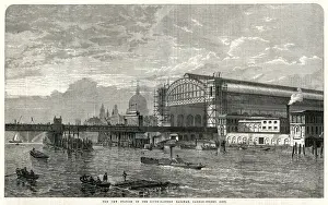 Building Cannon Street Station, London 1866