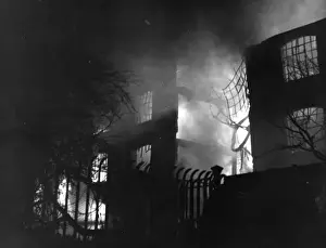 Twisted Prints: Building on fire in Red Cross Street, London - Blitz, WW2