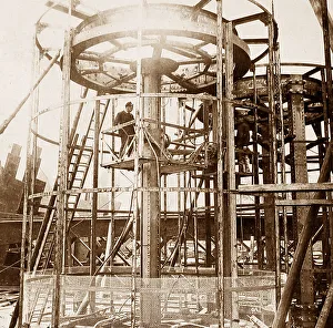 Building the Forth Railway Bridge - riveting machine