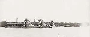 Lesseps Prints: Building Panama canal, Dredger on Fox River