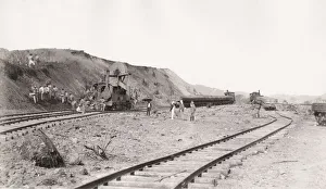 Lesseps Prints: Building Panama canal, Railway track