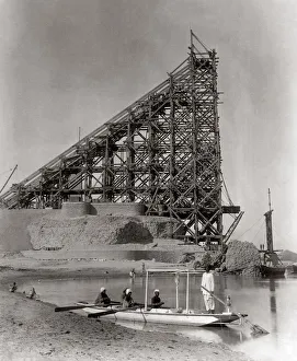 Building a railway bridge, India, c. 1880 s
