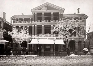 Building in the snow, the Bund, Shanghai, China, c. 1890