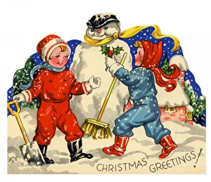 Images Dated 8th February 2012: Building a snowman