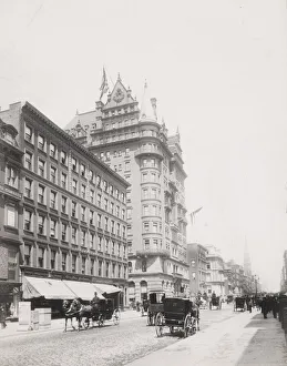 Buildings and horse drawn traffic, 5th Avenue, New York, USA