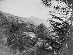 Mountainside Prints: Buildings on mountainside, c. 1870