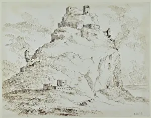 Geologist Prints: Buildings on a rocky outcrop