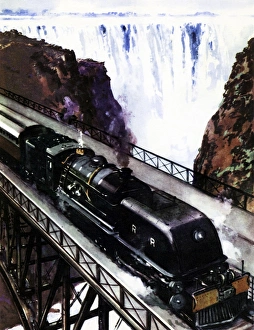 Images Dated 2nd March 2016: Bulawayo-Bukama train crossing the Zambezi River