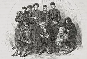Domination Prints: Bulgarian villagers. Engraving by Valnay, 1877
