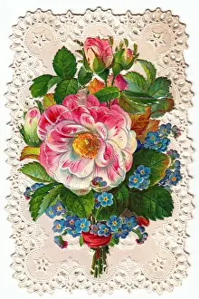 Bunch of assorted flowers on a greetings card