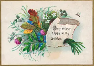 Bunches Prints: Bunch of flowers on a birthday card