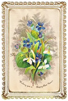 Snowdrop Prints: Bunch of flowers on a fabric New Year card