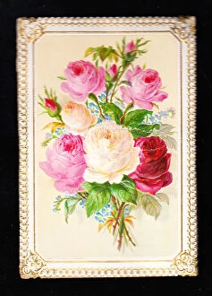 Images Dated 15th May 2018: Bunch of roses on a greetings card