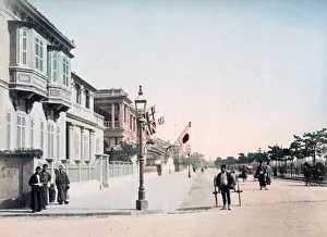 Bund, Kobe, Japan, circa 1880s. Date: circa 1880s