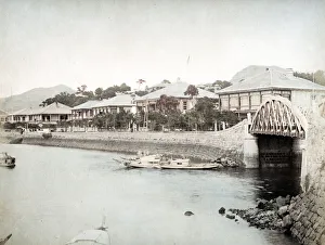 Bund Nagasaki, Japan, boats and bridge