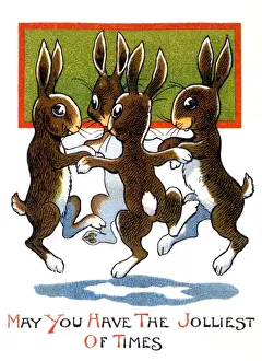Bunnies Prints: Four Bunnies Dance