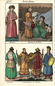 Siberia Collection: Burat people of Siberia: woman, hunter, noble and shaman