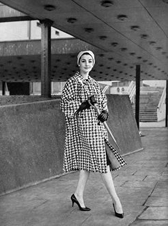 Burberry cotton houndstooth coat and Simone Mirman turban