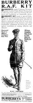 Burberrys Prints: Burberry R. A. F. kit advertisement, World War One
