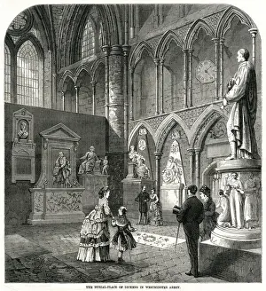 Crowding Prints: Burial place of Dickens in Westminster Abbey 1870
