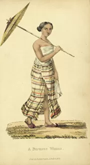 Burmese woman with umbrella
