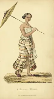 Burmese woman with umbrella