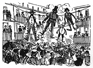 Images Dated 3rd August 2017: The burning of effigies in Tacuba, Mexico City, Mexico