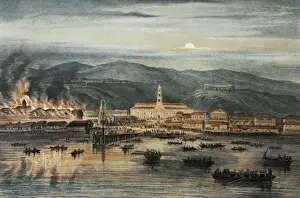 Valparaiso Prints: Burning of Valpara&#xdcef(March 15, 1843). 1854
