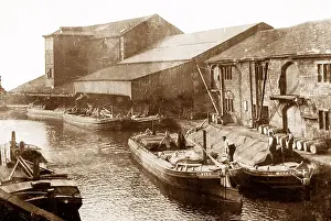 Canals Prints: Burnley Manchester Road Canal Wharf Victorian period