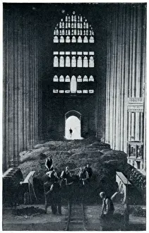 Precaution Prints: Burying the stalls of Canterbury Cathedral Nave, Sept 1939