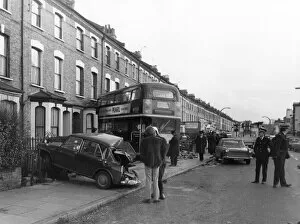 Accident Gallery: Bus embedded in house, Blackstock Road, London