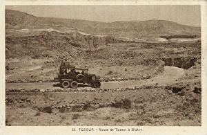 Images Dated 13th June 2017: Bus passing, Tozeur to Biskra, Tunisia, North Africa