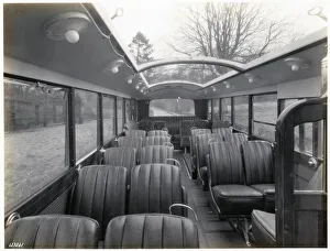 Thornycroft Prints: Bus with sunroof open, interior