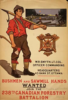 Battalion Collection: Bushmen and sawmill hands wanted. Join the 238th Canadian Fo