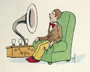 Business card design, man with gramophone