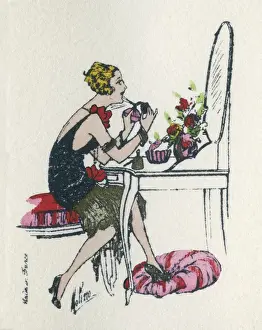 Squirt Prints: Business card design, woman at dressing table