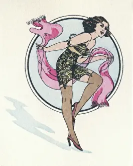 Brassiere Prints: Business card design, woman with pink scarf