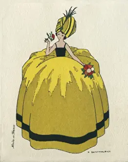 Voluminous Prints: Business card design, woman in yellow dress