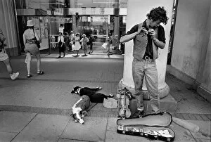 Lurcher Collection: Busker with dogs, Cheltenham - 2