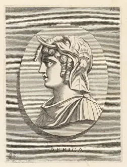 Orator Prints: Bust of an allegorical female figure of Africa with elephant-hea