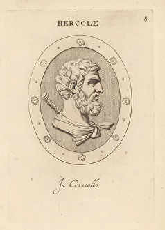 Mortal Prints: Bust of bearded Hercules with club and cup