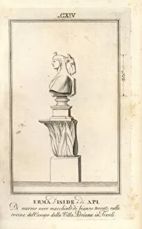 Bust of Egyptian goddess Isis and bull deity Apis