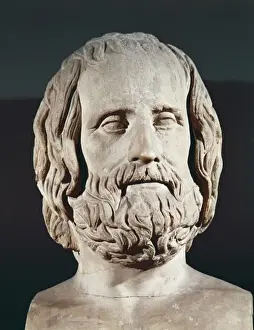 Bust Prints: Bust of Euripides. 5th c. BC. Greek art. Sculpture