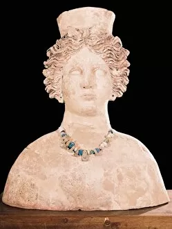 Worships Collection: Bust of goddess Tanit. Carthaginian art. Sculpture