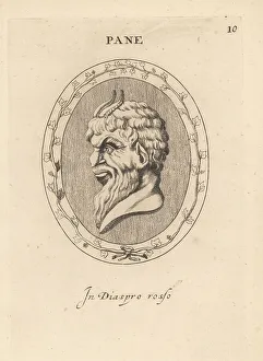 Greek God Prints: Bust of horned Pan, Greek god of the wild