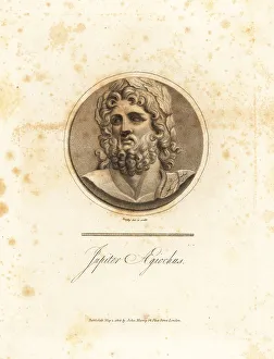 Zeus Prints: Bust of Jupiter Aegiochus in breastplate or aegis