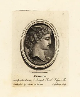 Antiquarian Prints: Bust of Medusa, a Gorgon with venomous snakes in her hair