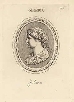 Serpents Prints: Bust of Olympias in crown of vine leaves and snakes