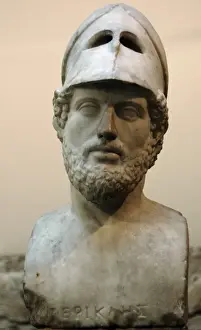 Antique Prints: Bust of Pericles (495-429 BC). Roman copy. From Hadrians V
