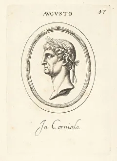 Carnelian Prints: Bust profile of Augustus in carnelian